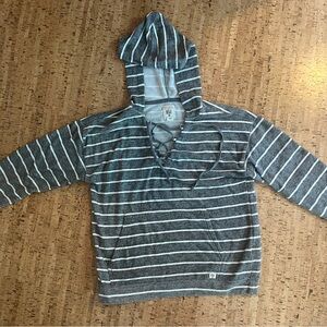 Billabong Charcoal and Cream Lace-Up Hoodie